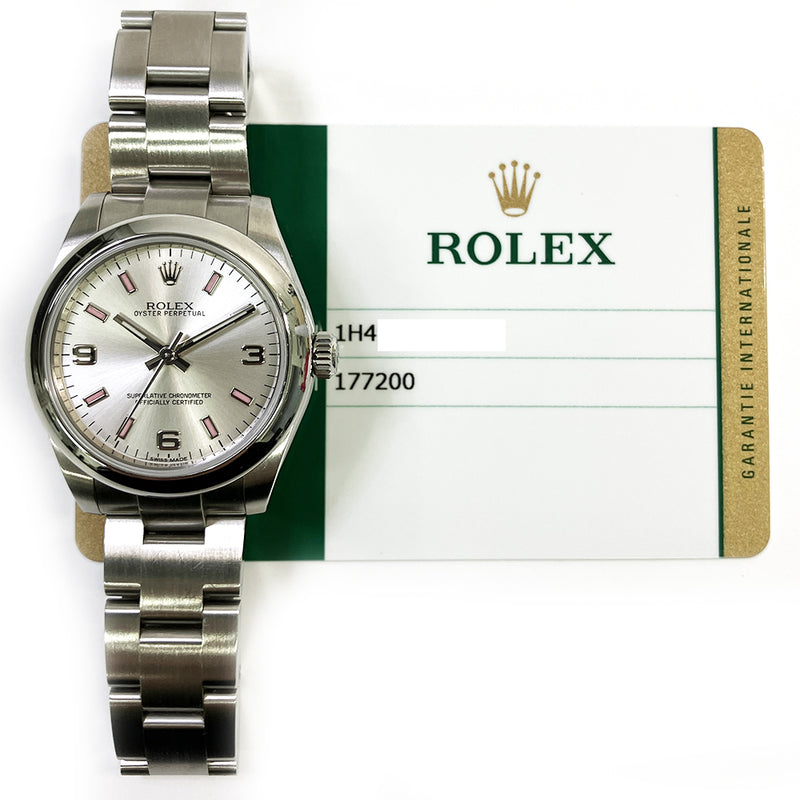 Rolex Oyster Perpetual 177200 Silver Arabic Dial Apr 2016