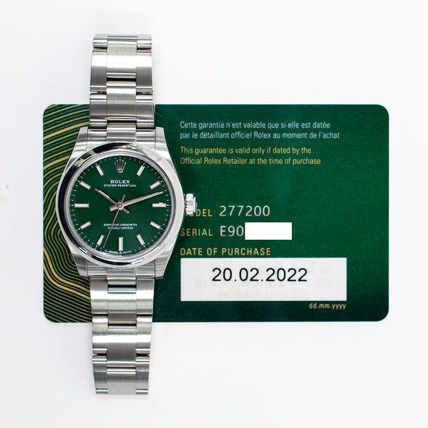 Rolex Oyster Perpetual 277200 Green Dial Feb 2022