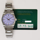 Rolex Oyster Perpetual 36mm 126000 Lavender Dial May 2025 - View 2