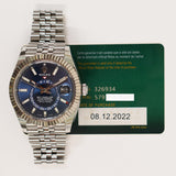 Rolex Sky-Dweller 42mm Steel and White Gold 326934 Blue Dial Dec 2022 - View 2