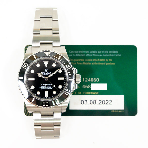 Rolex Submariner 124060 Black Dial Aug 2022