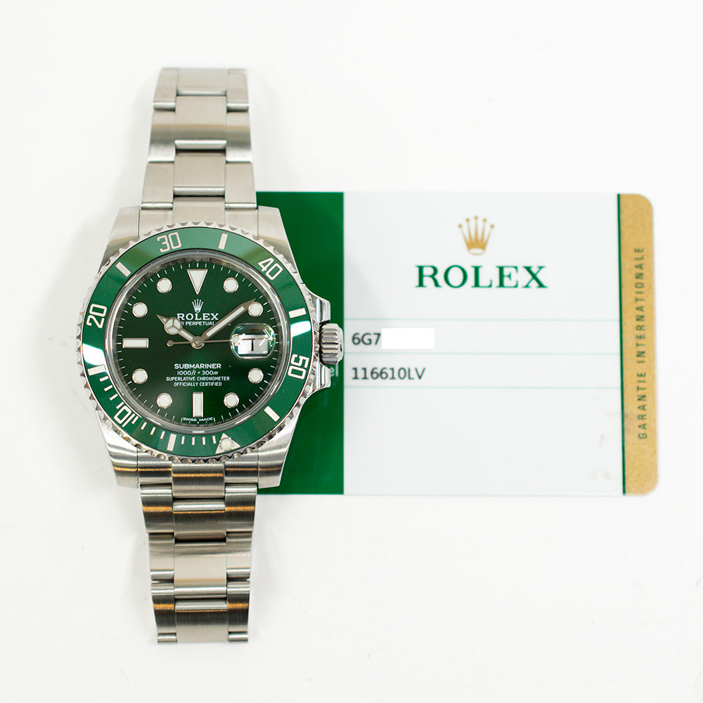 Rolex Submariner Date 116610LV Hulk Dial Jul 2017 – CHRONONATION