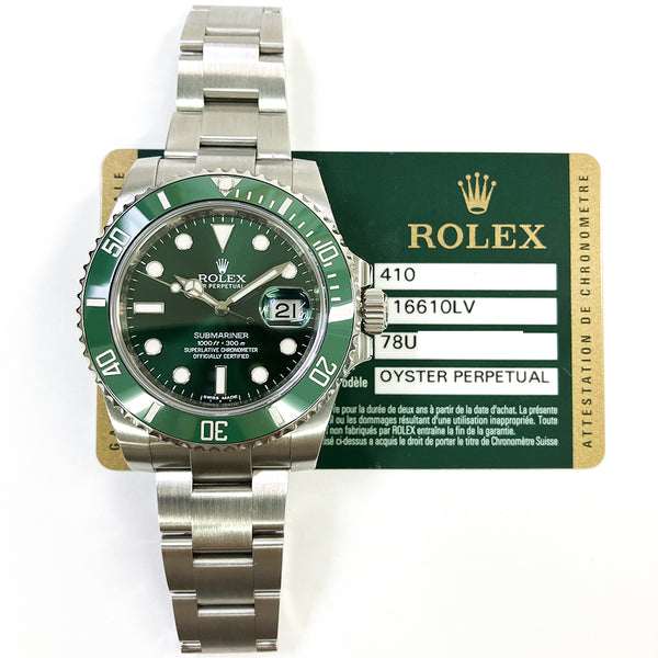 Rolex Submariner Date 116610LV Hulk Dial Mar 2014