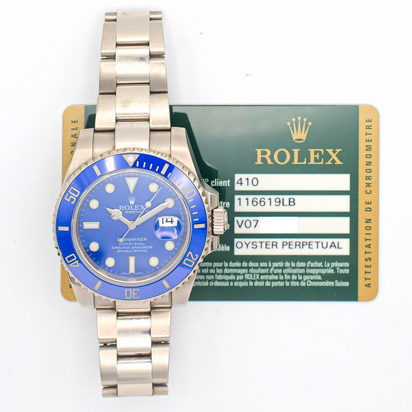Rolex Submariner Date 116619LB Smurf Dial Mar 2014