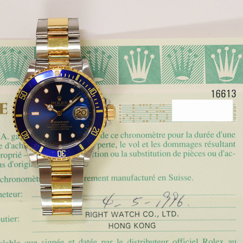Rolex Submariner Date 16613LB Blue Dial May 1996 – CHRONONATION