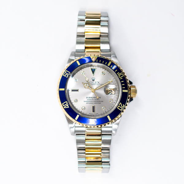 Rolex Submariner Date 16613SG Silver Diamond Dial Jun 2004