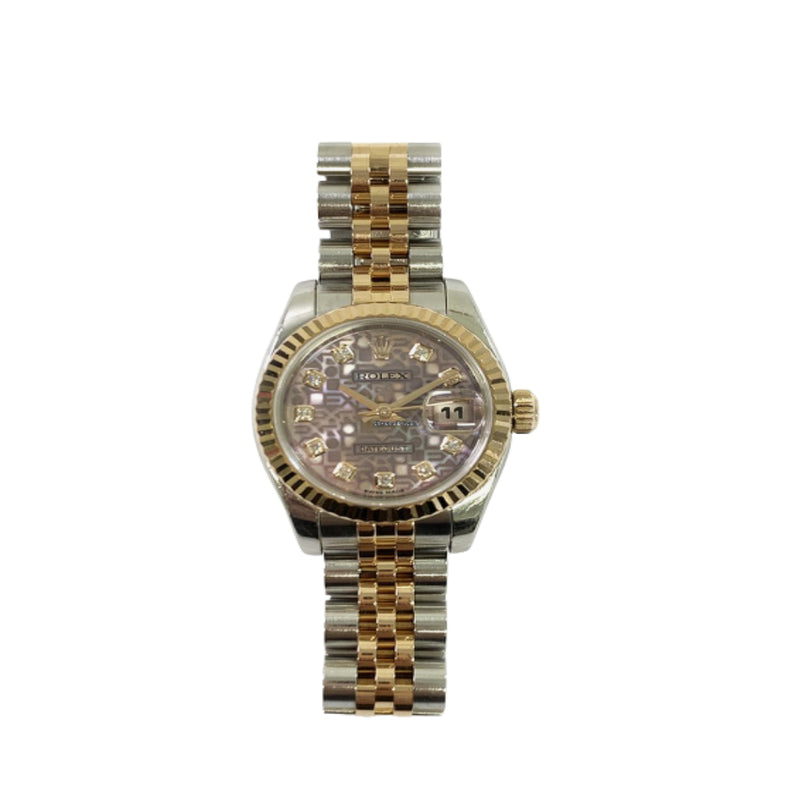 DATEJUST 26MM BRONZE JUBILEE DIAMOND DIAL FLUTED BEZEL JUBILEE BRACELET STAINLESS STEEL AND ROSE GOLD
