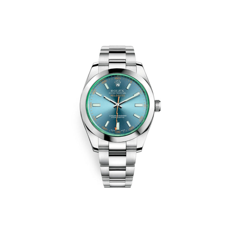 Rolex Milgauss Blue Dial Green Crystal 116400GV
