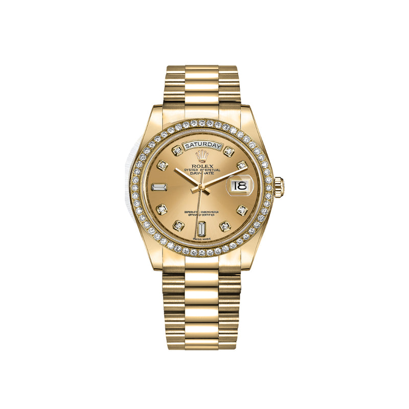 Rolex Day Date 128348RBR Champagne Diamond Dial