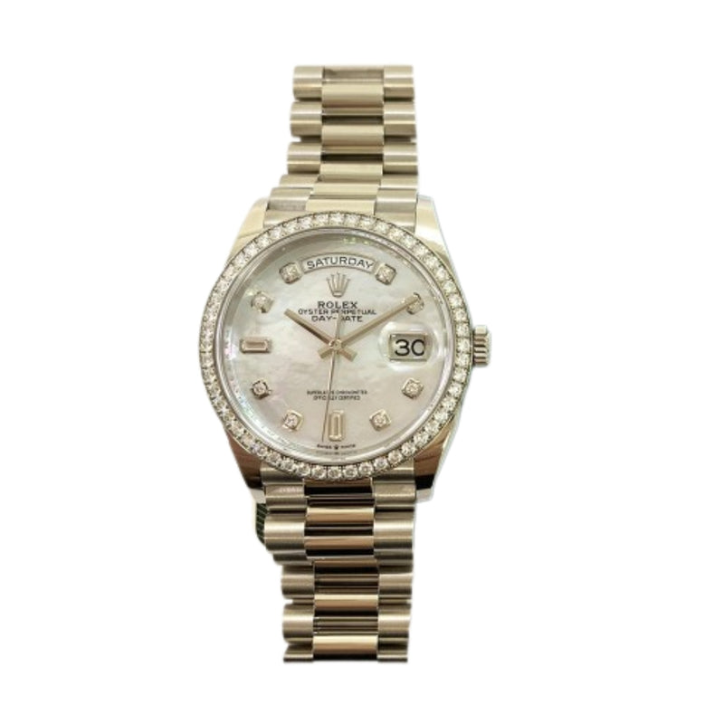 Rolex Day-Date 128349RBR White Mop Diamond Dial