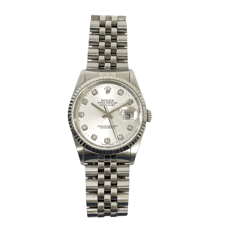 Rolex Detajust 16234 Silver Diamond Dial