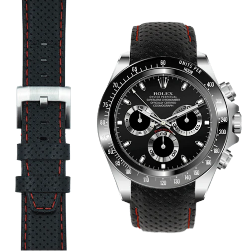 Ceramic Daytona CURVED END RACING LEATHER STRAP