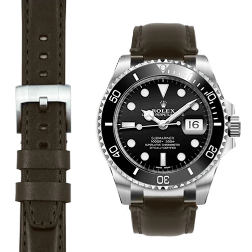 Submariner Ceramic STEEL END LINK LEATHER STRAP