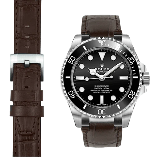 Submariner Ceramic No-Date STEEL END LINK LEATHER STRAP SYSTEM