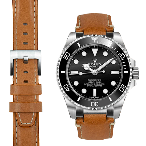 Submariner Ceramic No-Date STEEL END LINK LEATHER STRAP SYSTEM