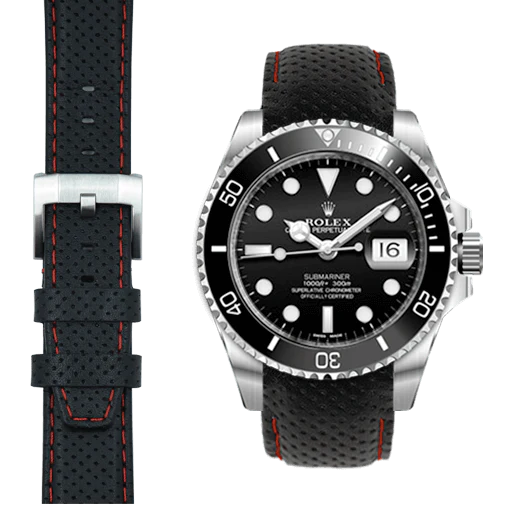 Submariner Ceramic CURVED END RACING LEATHER STRAP