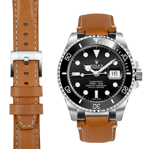 Submariner Ceramic STEEL END LINK LEATHER STRAP