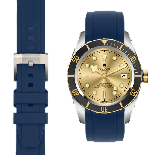 Tudor Black Bay Steel & Gold CURVED END RUBBER STRAP