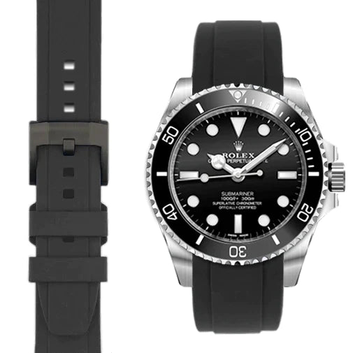 Submariner Ceramic No-Date CURVED END RUBBER STRAP WITH TANG BUCKLE